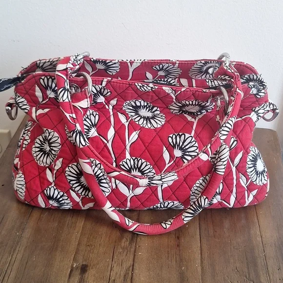 Vera Bradley Sophie Bag Deco Daisy Red White Black Floral Quilted Shoulder Bag - Picture 2 of 15